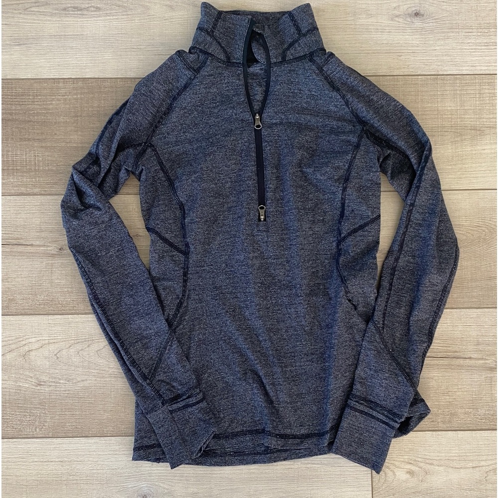 Lululemon Quarter Zip Pullover Sweater Heathered Gray Black